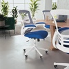 image:imageFlash Furniture Kelista MidBack Swivel Office Chair with Adjustable Seat Height Ergonomic Mesh Desk Chair with LeatherSoft Seat BlackBlue MeshWhite Frame
