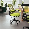 image:imageFlash Furniture Kelista MidBack Swivel Office Chair with Adjustable Seat Height Ergonomic Mesh Desk Chair with LeatherSoft Seat BlackGreen Mesh