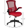 image:imageFlash Furniture Kelista MidBack Swivel Office Chair with Adjustable Seat Height Ergonomic Mesh Desk Chair with LeatherSoft Seat BlackRed Mesh