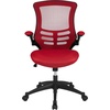 image:imageFlash Furniture Kelista MidBack Swivel Office Chair with Adjustable Seat Height Ergonomic Mesh Desk Chair with LeatherSoft Seat BlackRed Mesh