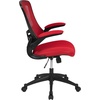 image:imageFlash Furniture Kelista MidBack Swivel Office Chair with Adjustable Seat Height Ergonomic Mesh Desk Chair with LeatherSoft Seat BlackRed Mesh