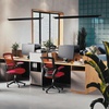 image:imageFlash Furniture Kelista MidBack Swivel Office Chair with Adjustable Seat Height Ergonomic Mesh Desk Chair with LeatherSoft Seat BlackRed Mesh