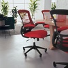 image:imageFlash Furniture Kelista MidBack Swivel Office Chair with Adjustable Seat Height Ergonomic Mesh Desk Chair with LeatherSoft Seat BlackRed Mesh