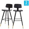 image:imageFlash Furniture Kora Commercial Grade Low Back BarstoolsBlack LeatherSoft UpholsteryBlack Iron FrameIntegrated FootrestGold Tipped LegsSet of 2Black