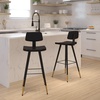 image:imageFlash Furniture Kora Commercial Grade Low Back BarstoolsBlack LeatherSoft UpholsteryBlack Iron FrameIntegrated FootrestGold Tipped LegsSet of 2Black