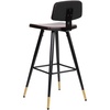 image:imageFlash Furniture Kora Commercial Grade Low Back BarstoolsBlack LeatherSoft UpholsteryBlack Iron FrameIntegrated FootrestGold Tipped LegsSet of 2Brown