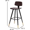 image:imageFlash Furniture Kora Commercial Grade Low Back BarstoolsBlack LeatherSoft UpholsteryBlack Iron FrameIntegrated FootrestGold Tipped LegsSet of 2Brown