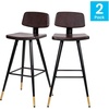 image:imageFlash Furniture Kora Commercial Grade Low Back BarstoolsBlack LeatherSoft UpholsteryBlack Iron FrameIntegrated FootrestGold Tipped LegsSet of 2Brown