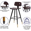image:imageFlash Furniture Kora Commercial Grade Low Back BarstoolsBlack LeatherSoft UpholsteryBlack Iron FrameIntegrated FootrestGold Tipped LegsSet of 2Brown