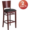 image:imageFlash Furniture Lacey Series Solid Back Walnut Wood Restaurant Barstool Pack of 1Black Vinyl SeatMahogany Wood Frame