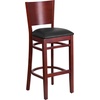 image:imageFlash Furniture Lacey Series Solid Back Walnut Wood Restaurant Barstool Pack of 1Black Vinyl SeatMahogany Wood Frame