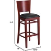 image:imageFlash Furniture Lacey Series Solid Back Walnut Wood Restaurant Barstool Pack of 1Black Vinyl SeatMahogany Wood Frame
