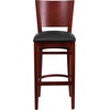 image:imageFlash Furniture Lacey Series Solid Back Walnut Wood Restaurant Barstool Pack of 1Black Vinyl SeatMahogany Wood Frame