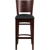 image:imageFlash Furniture Lacey Series Solid Back Walnut Wood Restaurant Barstool Pack of 1Black Vinyl SeatWalnut Wood Frame