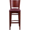 image:imageFlash Furniture Lacey Series Solid Back Walnut Wood Restaurant Barstool Pack of 1Burgundy Vinyl SeatMahogany Wood Frame