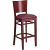 image:imageFlash Furniture Lacey Series Solid Back Walnut Wood Restaurant Barstool Pack of 1Burgundy Vinyl SeatMahogany Wood Frame