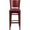 image:imageFlash Furniture Lacey Series Solid Back Walnut Wood Restaurant Barstool Pack of 1Burgundy Vinyl SeatMahogany Wood Frame