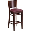 image:imageFlash Furniture Lacey Series Solid Back Walnut Wood Restaurant Barstool Pack of 1Burgundy Vinyl SeatWalnut Wood Frame