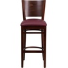 image:imageFlash Furniture Lacey Series Solid Back Walnut Wood Restaurant Barstool Pack of 1Burgundy Vinyl SeatWalnut Wood Frame