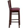 image:imageFlash Furniture Lacey Series Solid Back Walnut Wood Restaurant Barstool Pack of 1Burgundy Vinyl SeatWalnut Wood Frame