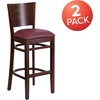 image:imageFlash Furniture Lacey Series Solid Back Walnut Wood Restaurant Barstool Pack of 1Burgundy Vinyl SeatWalnut Wood Frame