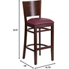 image:imageFlash Furniture Lacey Series Solid Back Walnut Wood Restaurant Barstool Pack of 1Burgundy Vinyl SeatWalnut Wood Frame