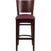 image:imageFlash Furniture Lacey Series Solid Back Walnut Wood Restaurant Barstool Pack of 1Burgundy Vinyl SeatWalnut Wood Frame