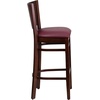 image:imageFlash Furniture Lacey Series Solid Back Walnut Wood Restaurant Barstool Pack of 1Burgundy Vinyl SeatWalnut Wood Frame