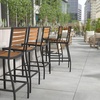 image:imageFlash Furniture Lark Commercial Grade Bar Height Stool AllWeather Outdoor Bar Stool with Faux Wood Poly Resin Slats and Aluminum Frame TeakTeak