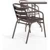 image:imageFlash Furniture Lila 235 Square Glass Metal Table with 2 Black Metal Aluminum Slat Stack ChairsBronze