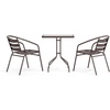 image:imageFlash Furniture Lila 235 Square Glass Metal Table with 2 Black Metal Aluminum Slat Stack ChairsBronze