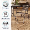 image:imageFlash Furniture Lila 235 Square Glass Metal Table with 2 Black Metal Aluminum Slat Stack ChairsBronze
