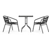 image:imageFlash Furniture Lila 235 Square Glass Metal Table with 2 Black Metal Aluminum Slat Stack ChairsClearBlack