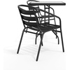 image:imageFlash Furniture Lila 235 Square Glass Metal Table with 2 Black Metal Aluminum Slat Stack ChairsClearBlack