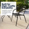 image:imageFlash Furniture Lila 235 Square Glass Metal Table with 2 Black Metal Aluminum Slat Stack ChairsClearBlack