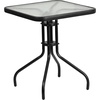 image:imageFlash Furniture Lila 235 Square Glass Metal Table with 2 Black Metal Aluminum Slat Stack ChairsClearBlack