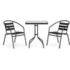 image:imageFlash Furniture Lila 235 Square Glass Metal Table with 2 Black Metal Aluminum Slat Stack ChairsClearBlack