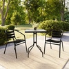 image:imageFlash Furniture Lila 235 Square Glass Metal Table with 2 Black Metal Aluminum Slat Stack ChairsClearBlack