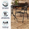 image:imageFlash Furniture Lila 235 Square Glass Metal Table with 2 Black Metal Aluminum Slat Stack ChairsClearBlack