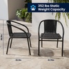image:imageFlash Furniture Lila 235 Square Glass Metal Table with 2 Black Rattan Stack Chairs