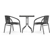 image:imageFlash Furniture Lila 235 Square Glass Metal Table with 2 Black Rattan Stack Chairs