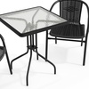 image:imageFlash Furniture Lila 235 Square Glass Metal Table with 2 Black Rattan Stack Chairs