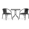 image:imageFlash Furniture Lila 235 Square Glass Metal Table with 2 Black Rattan Stack Chairs