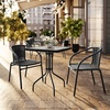 image:imageFlash Furniture Lila 235 Square Glass Metal Table with 2 Black Rattan Stack Chairs