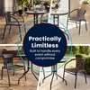 image:imageFlash Furniture Lila 235 Square Glass Metal Table with 2 Black Rattan Stack Chairs