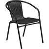 image:imageFlash Furniture Lila 3Piece 28 Square IndoorOutdoor Patio Table and Chairs Set Glass Metal Bistro Table and 2 Stacking Rattan Chairs BrownClearBlack