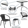 image:imageFlash Furniture Lila 3Piece 28 Square IndoorOutdoor Patio Table and Chairs Set Glass Metal Bistro Table and 2 Stacking Rattan Chairs BrownClearBlack