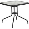 image:imageFlash Furniture Lila 3Piece 28 Square IndoorOutdoor Patio Table and Chairs Set Glass Metal Bistro Table and 2 Stacking Rattan Chairs BrownClearBlack