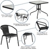 image:imageFlash Furniture Lila 3Piece 28 Square IndoorOutdoor Patio Table and Chairs Set Glass Metal Bistro Table and 2 Stacking Rattan Chairs BrownClearBlack