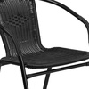 image:imageFlash Furniture Lila 3Piece 28 Square IndoorOutdoor Patio Table and Chairs Set Glass Metal Bistro Table and 2 Stacking Rattan Chairs BrownClearBlack